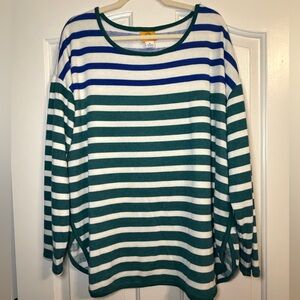 Ruby Rd. Striped Knit Top in Green, White & Blue